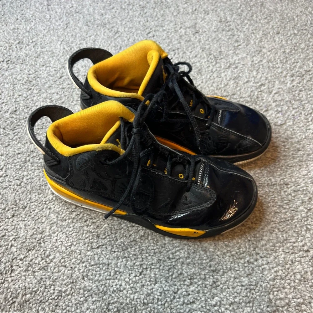Jordan‎ dub zero sneakers 1y Black Yellow Patent Leather Basketball streetwear